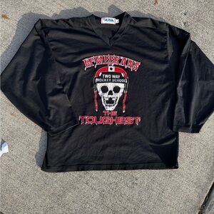 VINTAGE 80’s Black Alpha Hockey Jersey with Skull Design